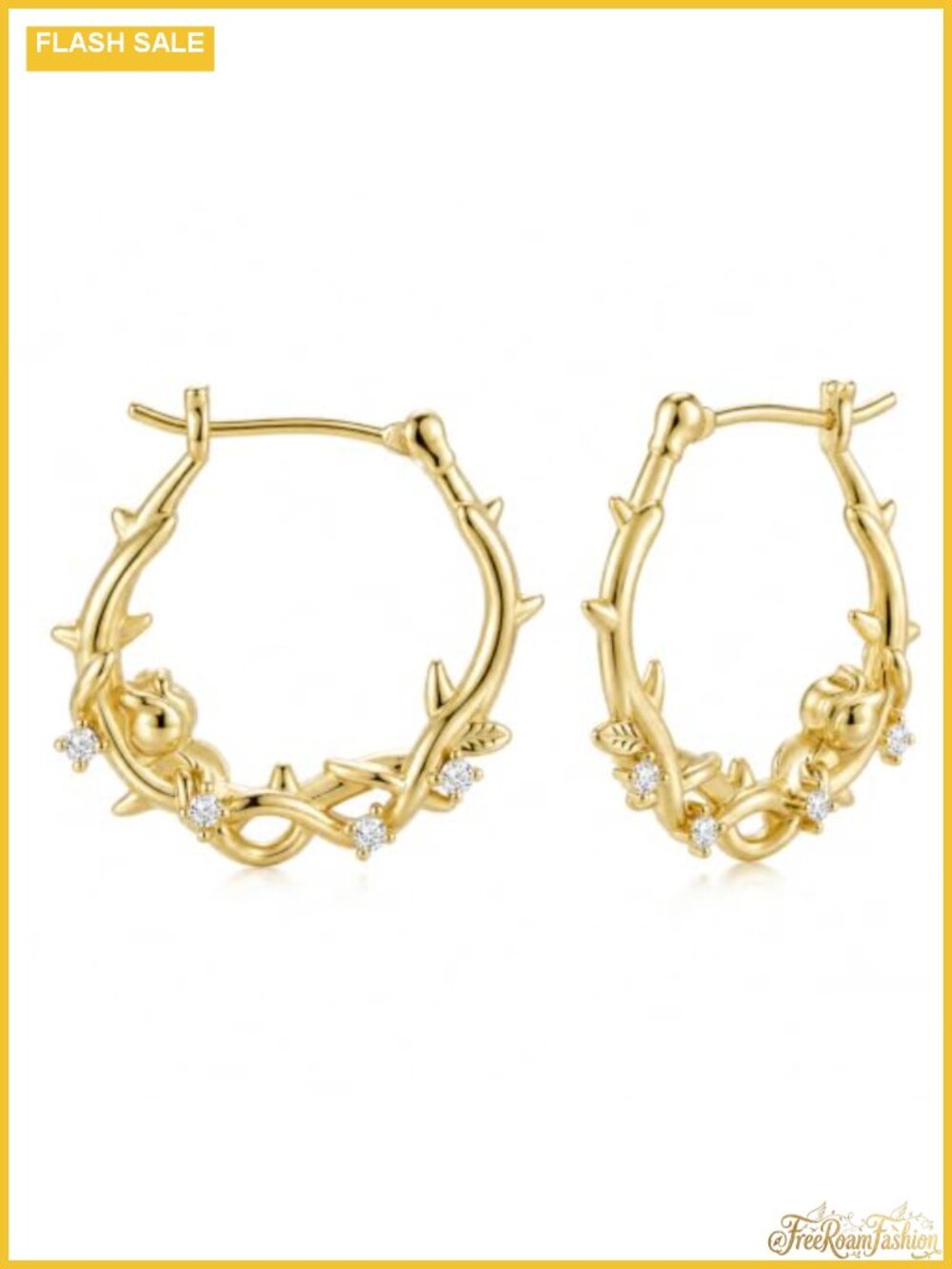 14K Gold Plated Gothic Vine Hoop Earrings for Women 20mm